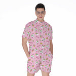Pink Girly Unicorn Pattern Print Men's Rompers