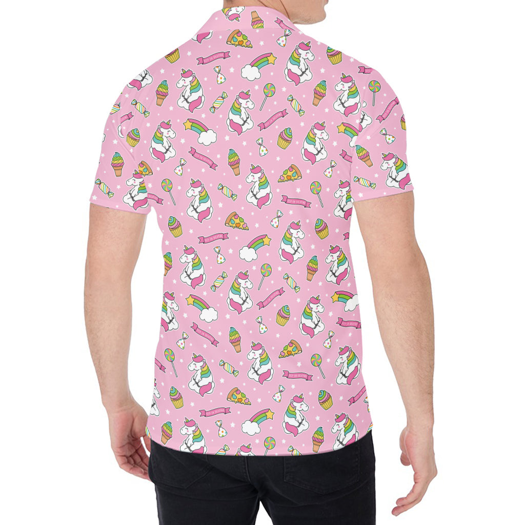 Pink Girly Unicorn Pattern Print Men's Shirt