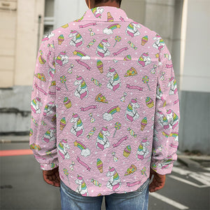 Pink Girly Unicorn Pattern Print Men's Shirt Jacket