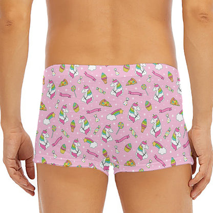 Pink Girly Unicorn Pattern Print Men's Short Boxer Briefs