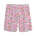 Pink Girly Unicorn Pattern Print Men's Sports Shorts