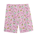 Pink Girly Unicorn Pattern Print Men's Sports Shorts