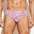 Pink Girly Unicorn Pattern Print Men's Swim Briefs
