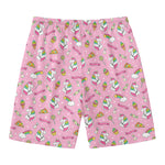 Pink Girly Unicorn Pattern Print Men's Swim Trunks