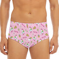 Pink Girly Unicorn Pattern Print Men's Triangle Swim Briefs