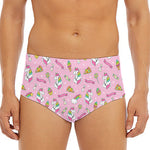 Pink Girly Unicorn Pattern Print Men's Triangle Swim Briefs
