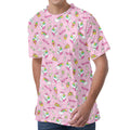 Pink Girly Unicorn Pattern Print Men's Velvet T-Shirt