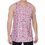 Pink Girly Unicorn Pattern Print Men's Velvet Tank Top