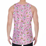 Pink Girly Unicorn Pattern Print Men's Velvet Tank Top