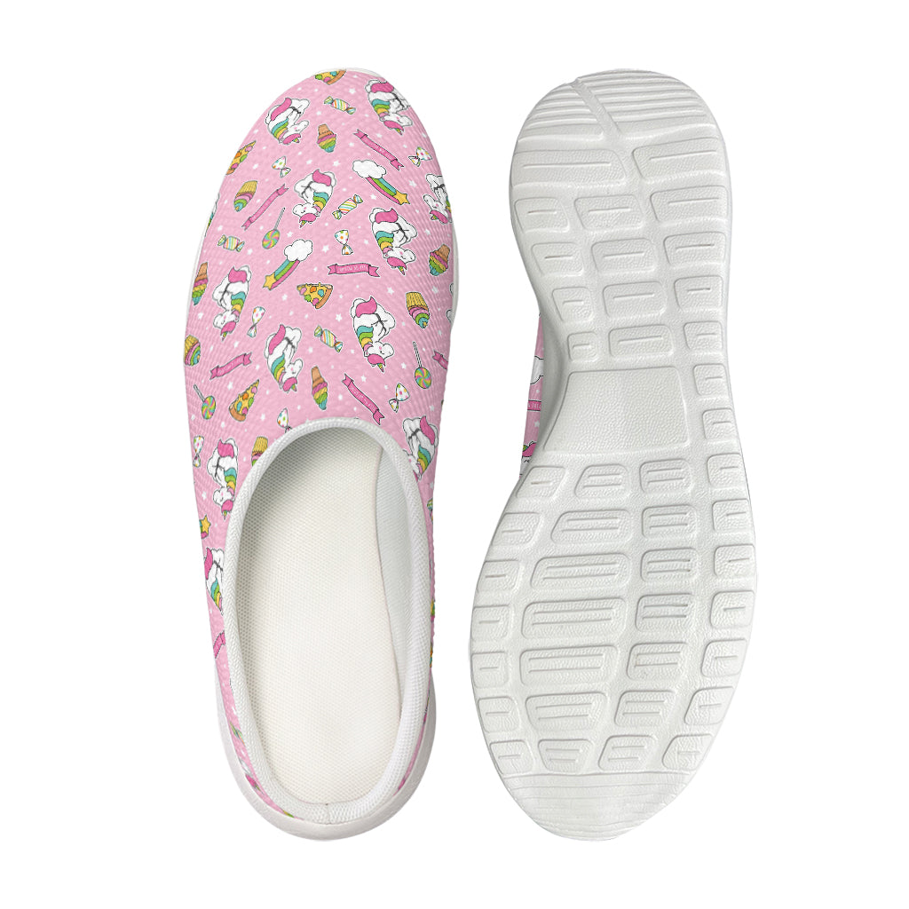 Pink Girly Unicorn Pattern Print Mesh Casual Shoes