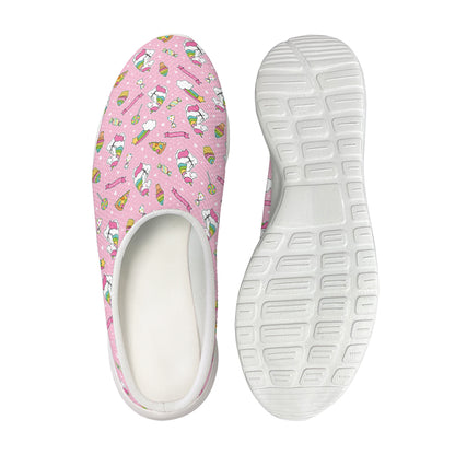 Pink Girly Unicorn Pattern Print Mesh Casual Shoes