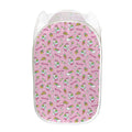 Pink Girly Unicorn Pattern Print Mesh Laundry Hamper