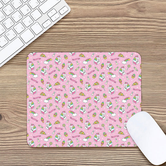 Pink Girly Unicorn Pattern Print Mouse Pad