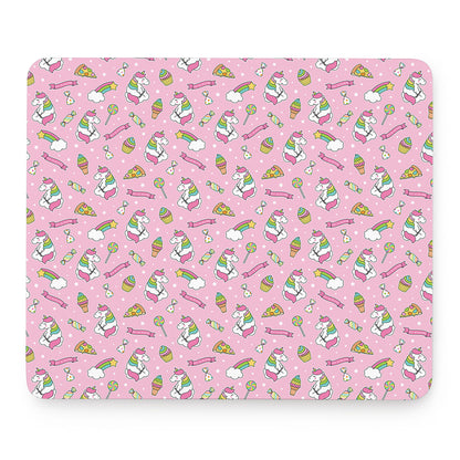 Pink Girly Unicorn Pattern Print Mouse Pad