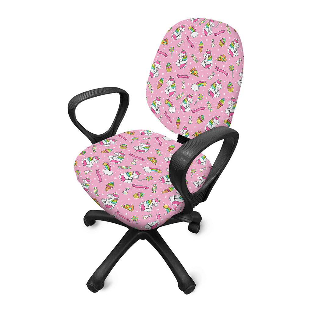 Pink Girly Unicorn Pattern Print Office Chair Cover