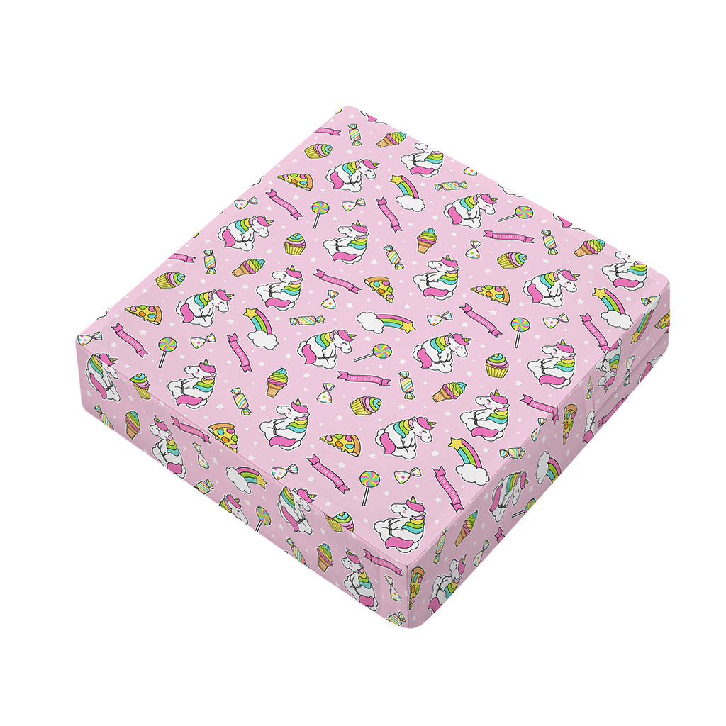 Pink Girly Unicorn Pattern Print Outdoor Seat Cushion Cover