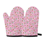 Pink Girly Unicorn Pattern Print Oven Mitts