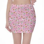 Pink Girly Unicorn Pattern Print Pencil Mini Skirt