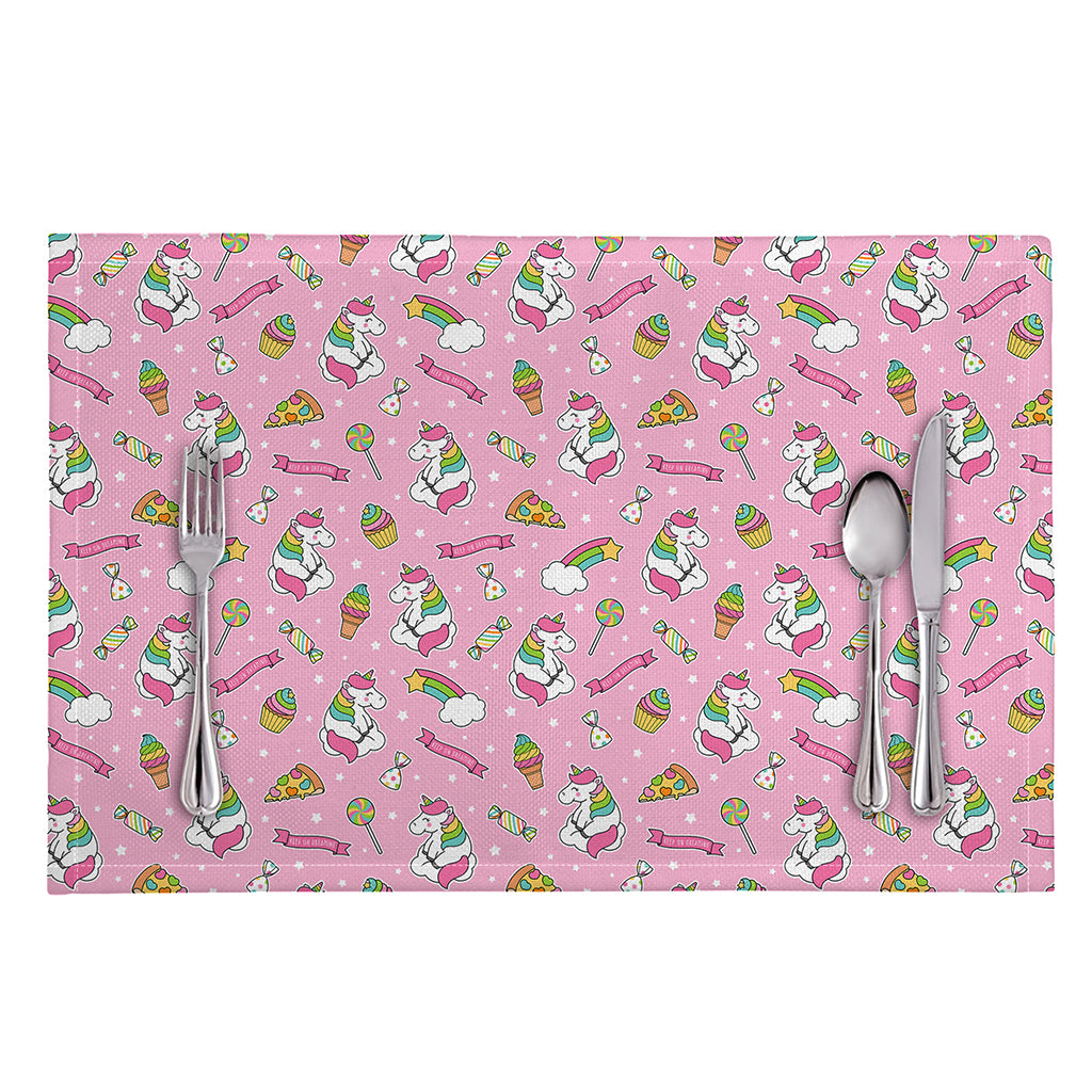 Pink Girly Unicorn Pattern Print Placemat