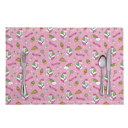 Pink Girly Unicorn Pattern Print Placemat