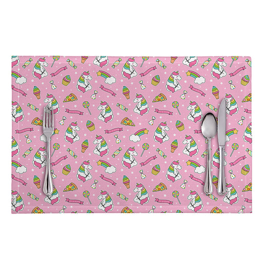 Pink Girly Unicorn Pattern Print Placemat