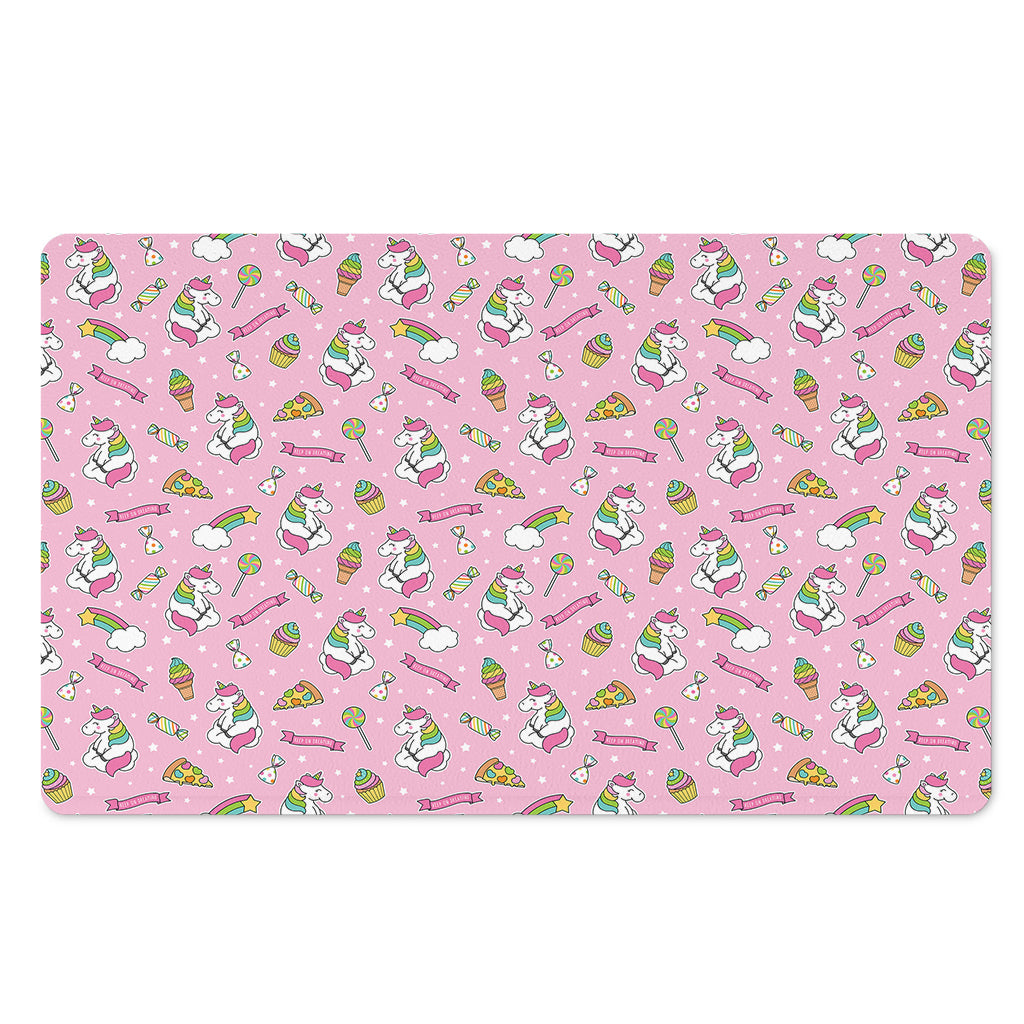 Pink Girly Unicorn Pattern Print Polyester Doormat