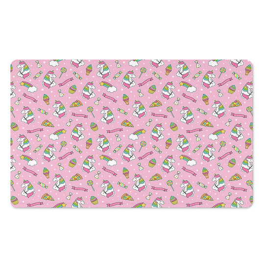 Pink Girly Unicorn Pattern Print Polyester Doormat