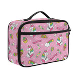 Pink Girly Unicorn Pattern Print Portable Lunch Bag