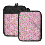 Pink Girly Unicorn Pattern Print Pot Holders With Pocket
