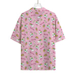 Pink Girly Unicorn Pattern Print Rayon Hawaiian Shirt