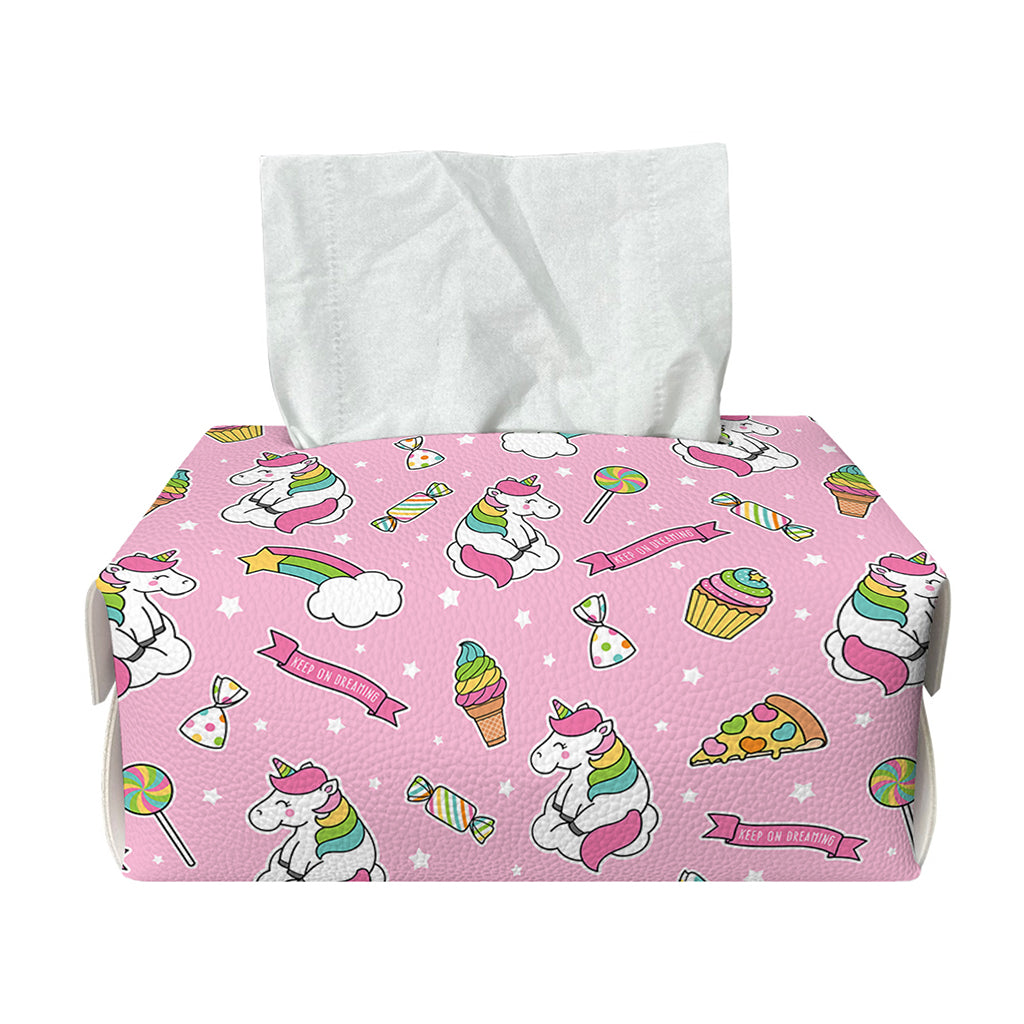 Pink Girly Unicorn Pattern Print Rectangle Tissue Box Cover