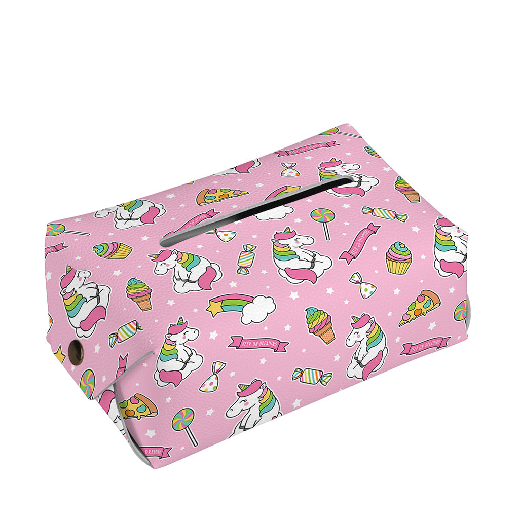 Pink Girly Unicorn Pattern Print Rectangle Tissue Box Cover