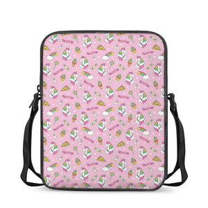 Pink Girly Unicorn Pattern Print Rectangular Crossbody Bag