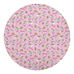 Pink Girly Unicorn Pattern Print Round Blanket