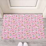 Pink Girly Unicorn Pattern Print Rubber Doormat