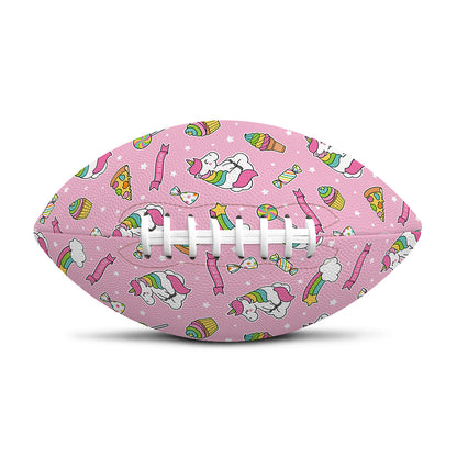 Pink Girly Unicorn Pattern Print Rugby Ball