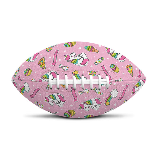 Pink Girly Unicorn Pattern Print Rugby Ball