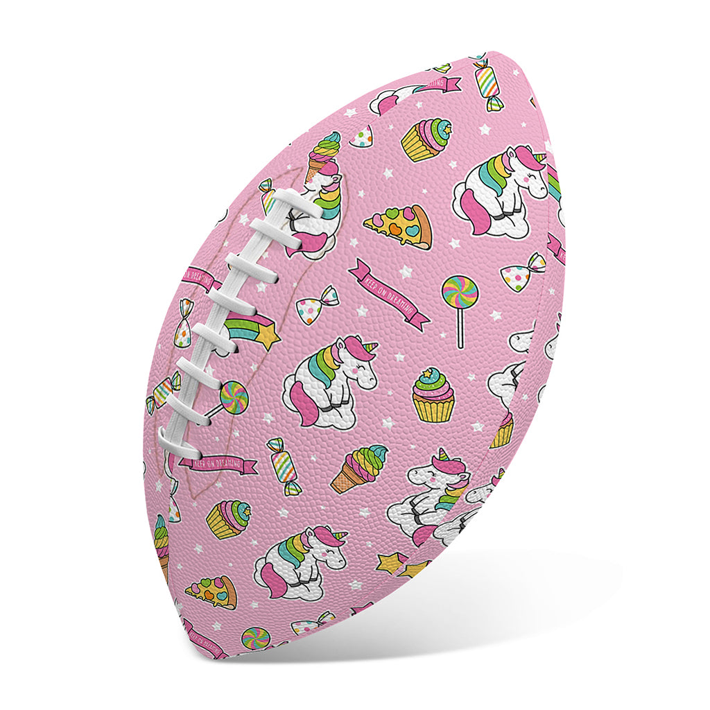 Pink Girly Unicorn Pattern Print Rugby Ball
