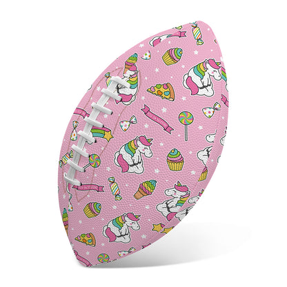 Pink Girly Unicorn Pattern Print Rugby Ball