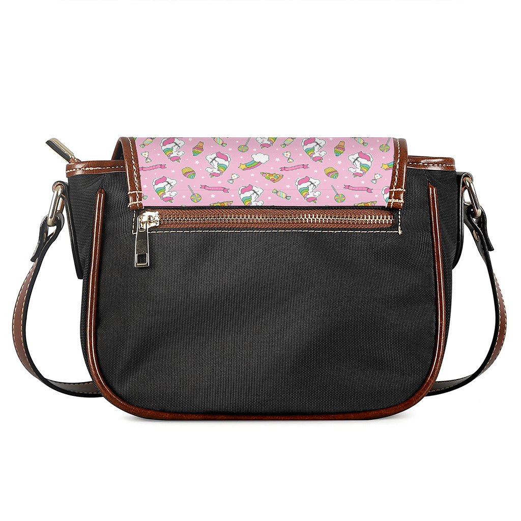 Pink Girly Unicorn Pattern Print Saddle Bag