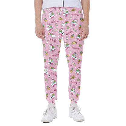 Pink Girly Unicorn Pattern Print Scuba Joggers