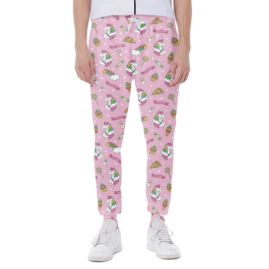 Pink Girly Unicorn Pattern Print Scuba Joggers