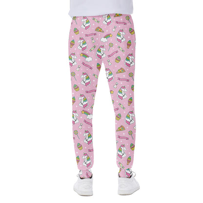 Pink Girly Unicorn Pattern Print Scuba Joggers