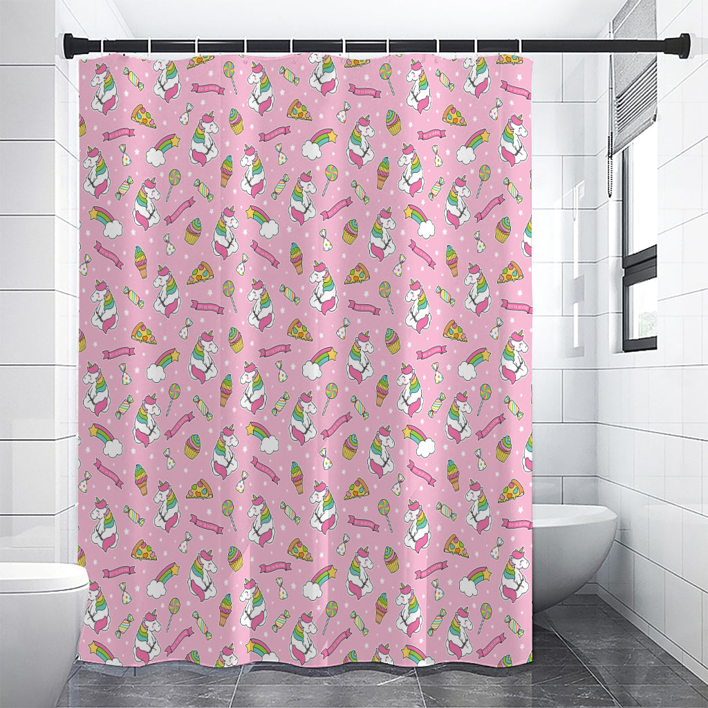 Pink Girly Unicorn Pattern Print Shower Curtain