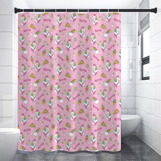 Pink Girly Unicorn Pattern Print Shower Curtain