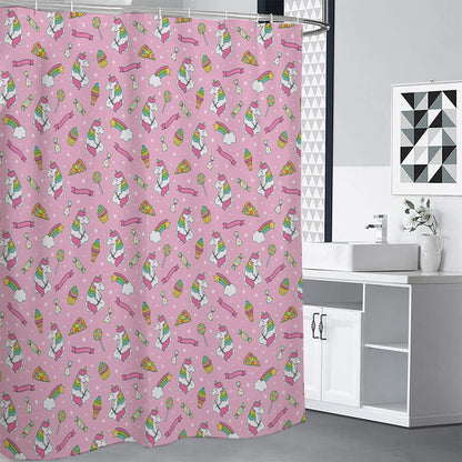 Pink Girly Unicorn Pattern Print Shower Curtain