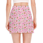 Pink Girly Unicorn Pattern Print Side Slit Mini Skirt