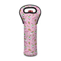 Pink Girly Unicorn Pattern Print Single Neoprene Wine Tote