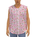 Pink Girly Unicorn Pattern Print Sleeveless Baseball Jersey