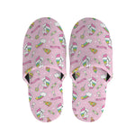 Pink Girly Unicorn Pattern Print Slippers